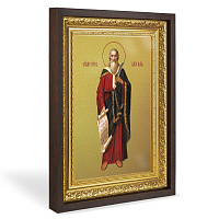 Икона пророка Илии, в широком багете, цвет "темный дуб", на холсте, с золочением №2