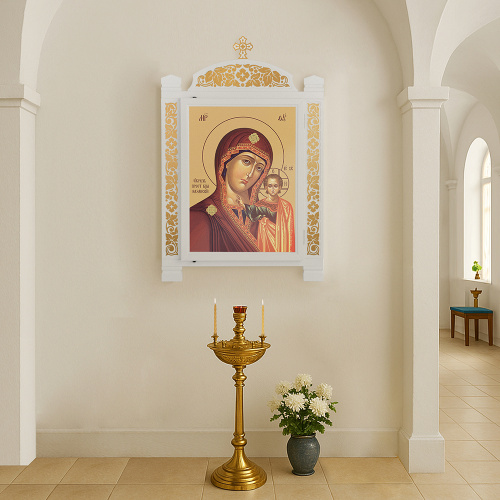 Киот настенный "Суздальский" белый с золотом (поталь), один модуль фото 8 Киот настенный "Суздальский" белый с золотом (поталь), один модуль фото 8