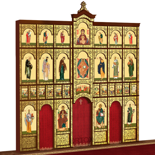 Иконостас "Суздальский" четырехъярусный, цвет "кипарис с золотом", 608х637х25,4 см фото 2