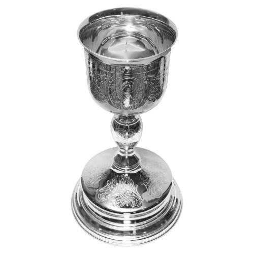 Потир латунный с чашей из мельхиора в серебрении фото 2
