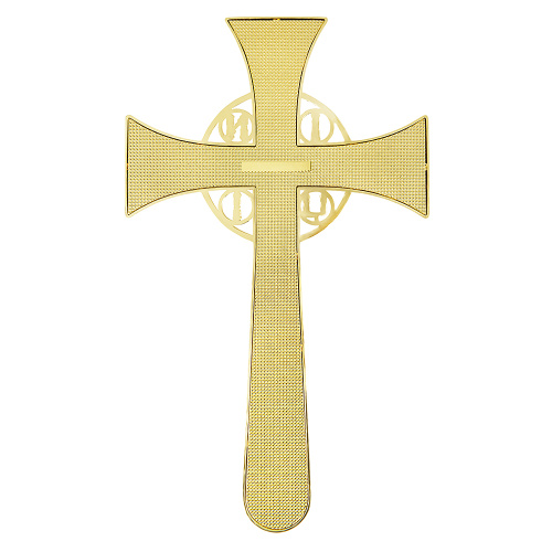 Крест требный четырехконечный, цинковый сплав, зеленая эмаль, камни, 17х29 см фото 11
