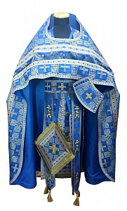 Иерейское старообрядческое облачение голубое, шелк (машинная вышивка)