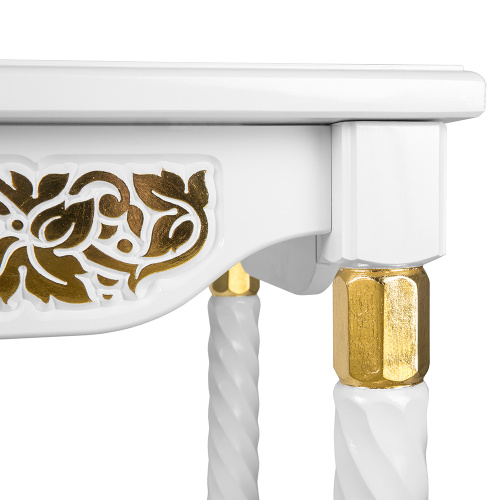 Стол "Суздальский" белый с золотом (поталь), на 4 ножках, 60х60х76 см фото 6