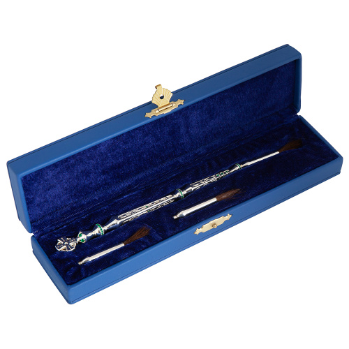 Стрючица из ювелирного сплава в серебрении, с запасными кисточками, длина 20,5 см фото 4