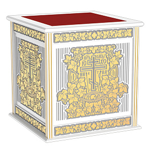 Облачение на престол "Суздальское" белое с золотом (поталь), высота 105 см (90х90х105 см красная ткань)