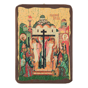 Икона Воздвижения Креста Господня, под старину №2 (17х23 см)