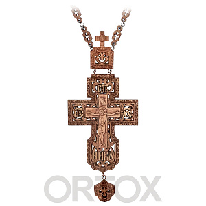 Крест деревянный наперсный прорезной с цепью, 7х16 см (натуральное масло, воск)