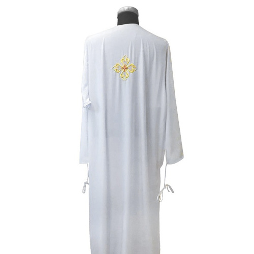 Подризник белый с рисунком "Августовский", мокрый шелк, вышивка