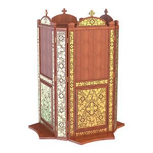 Киот напольный "Суздальский", цвет "кипарис" с золотом (поталь), на 4 иконы (без рамки, 80х50х205 см)