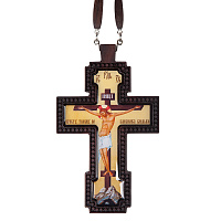 Крест наперсный деревянный резной, с цепью, 7х11,7 см