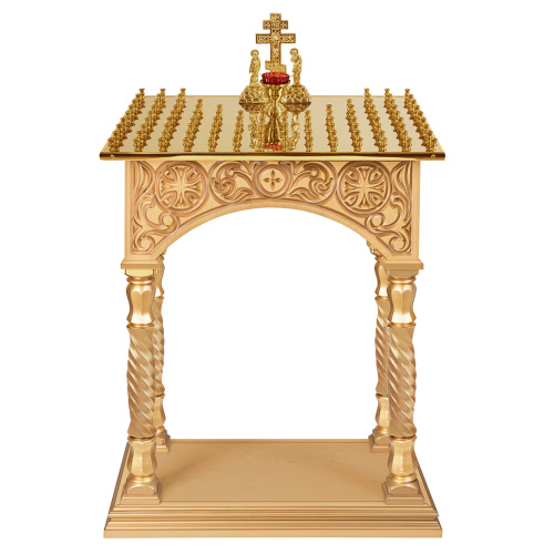 Панихидный стол на 100 свечей "Тверской" позолоченный, колонны, резьба, 85х50х96 см фото 3