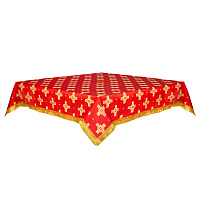 Пелена на престол, жаккардовая ткань "Святительская", красная с золотом, 140х140, средник 110х110 см