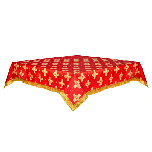 Пелена на престол, жаккардовая ткань "Святительская", красная с золотом, 140х140, средник 110х110 см