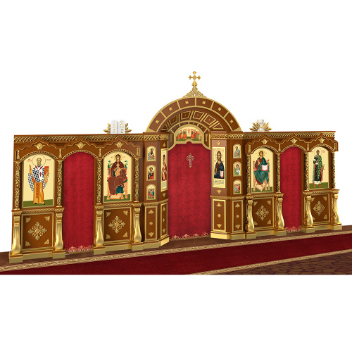 Иконостас "Рождественский" одноярусный, цвет "кипарис" с золотом (поталь), 848,5х426х53 см фото 4