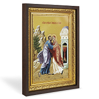 Икона Иоакима и Анны праведных, в широком багете, цвет "темный дуб", на холсте, с золочением
