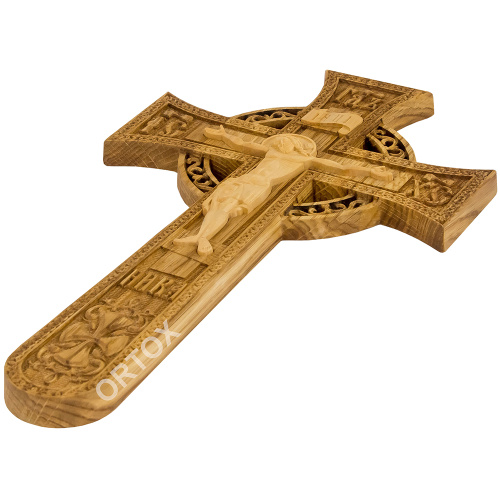 Крест напрестольный "Новгородский" деревянный прорезной, 17х30 см фото 4