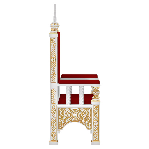 Архиерейский трон "Ярославский" белый с золотом (патина), 70х58х161 см фото 3