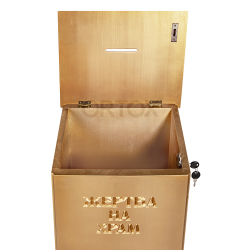 Ящик для пожертвований "Суздальский" позолочнный, напольный, наклонный, 25х35х100 см фото 10