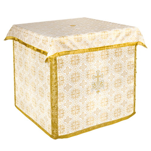 Облачение на престол с пеленой, шелк "Горненский", белое с золотом