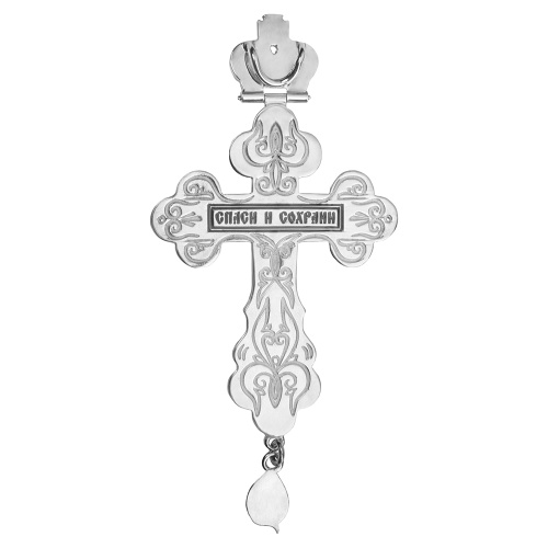 Крест наперсный латунный в серебрении, 6х12,5 см фото 5