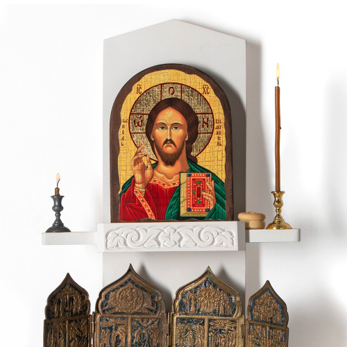 Полка для икон "Суздальская" угловая, цвет белый, 3 яруса фото 3