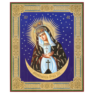 Икона Божией Матери "Остробрамская", 17х21 см, бумага, УФ-лак (тиснение)