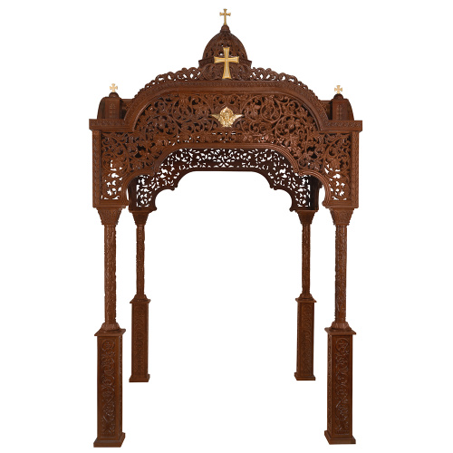 Облачение на престол, цвет "кипарис" с золотом (поталь), резное, с сенью, 200х200х350 см фото 2