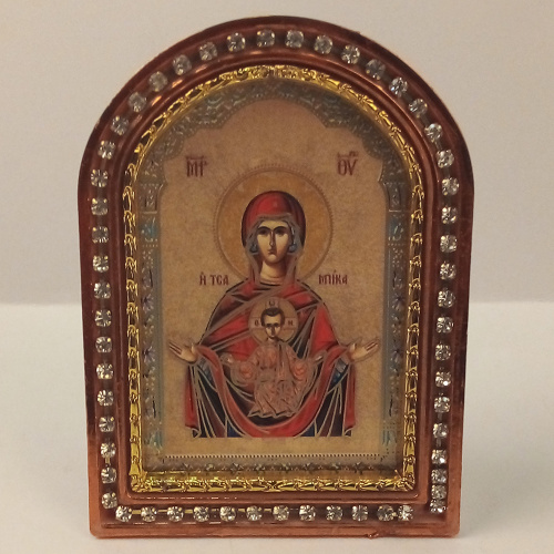 Икона настольная Божией Матери "Знамение", пластиковая рамка, 6,4х8,6 см фото 7