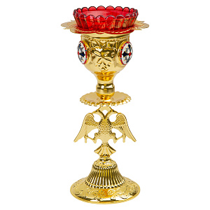 Лампада настольная, цинковый сплав, эмаль, 11,5х23,4 см (со стаканчиком)