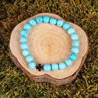 Браслет-четки из камня (говлит), голубой, №1