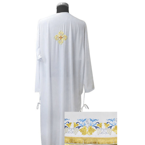 Подризник белый с цветной вышивкой, с рисунком "Фантазия", мокрый шелк фото 2