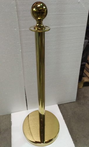 Столбик ограждения солеи металлический с шаром, 32х94 см, цвет "под золото", У-1218 фото 2
