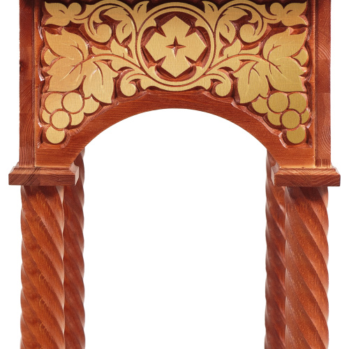 Панихидный стол на 36-50 свечей "Суздальский", цвет "кипарис" с золотом (поталь), колонны, резьба, 46х46х100 см фото 5