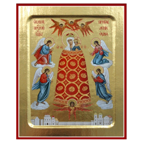 Икона Божией Матери "Прибавление ума", на дереве, золочение (поталь), 12,5х16 см