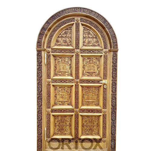 Храмовая дверь с порталом "Библейские мотивы", 135х238 см