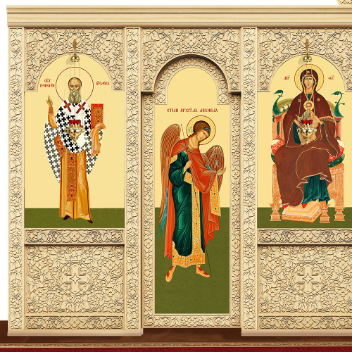 Иконостас деревянный "Суздальский" одноярусный, цвет "натуральное дерево", 608х378х25,4 см фото 5 Иконостас деревянный "Суздальский" одноярусный, цвет "натуральное дерево", 608х378х25,4 см фото 5