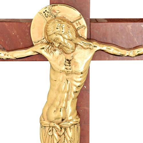 Крест настольный из натурального камня и бронзы, 18х37,5 см фото 4