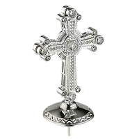 Крест на митру латунный с камнями, серебрение