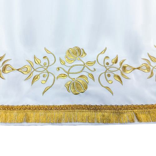 Подризник белый, золотая вышивка, бахрома фото 3