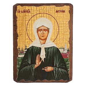 Икона блаженной Матроны Московской, под старину №1 (7х9 см)
