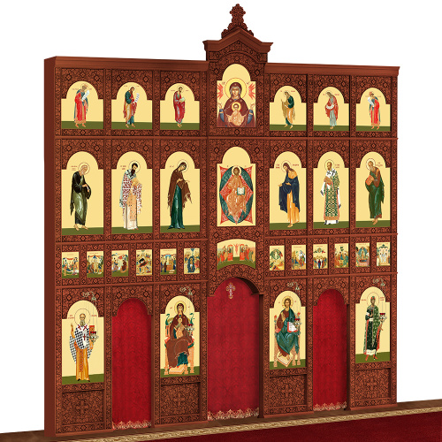 Иконостас деревянный "Суздальский" четырехъярусный, цвет "кипарис", 608х637х25,4 см фото 3 Иконостас деревянный "Суздальский" четырехъярусный, цвет "кипарис", 608х637х25,4 см фото 3