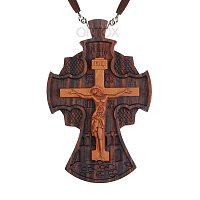 Крест наперсный "Наградной" деревянный резной, с цепью, 7х12 см