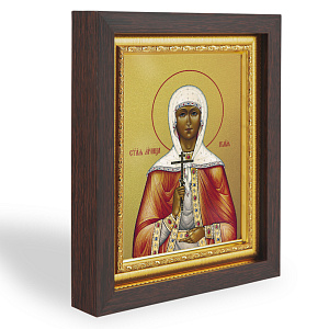 Икона мученицы Иулии (Юлии) Карфагенской, в узком багете, цвет "темный дуб", на холсте, с золочением (14,3х17,4 см (под икону А7))