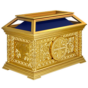 Гробница под Плащаницу "Вологодская" позолоченная, 138х98х96 см (синяя ткань, краска)