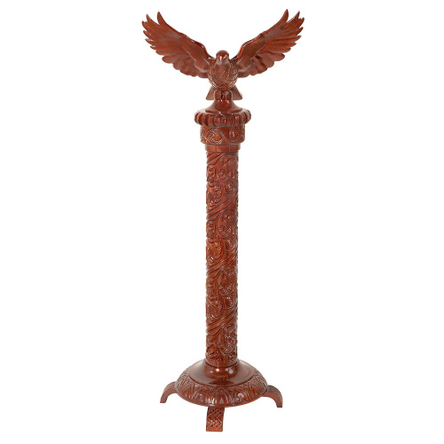 Аналой на одной колонне, цвет "кипарис", резной, с голубем, 45х45х120 см фото 2