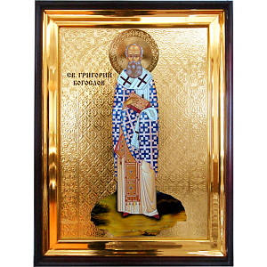 Икона большая храмовая Григорий Богослов Св., прямая рама (30х35 см)
