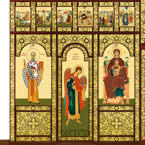 Иконостас "Суздальский" четырехъярусный, цвет "кипарис с золотом", 608х637х25,4 см фото 6