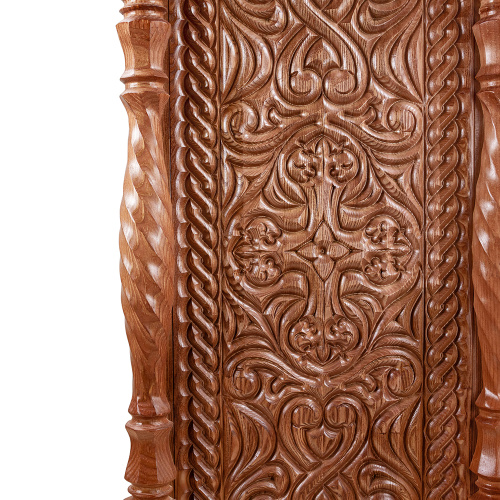 Подставка церковная "Ивановская" светлая, без дверки, красная ткань, 50х50х90 см фото 6