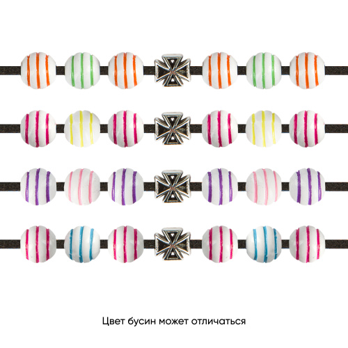 Браслет-шнурок с бусинами и крестиком, черный фото 5