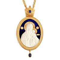 Панагия латунная с иконой Богородицы "Неувядаемый цвет", позолота, с цепью, 7х14 см